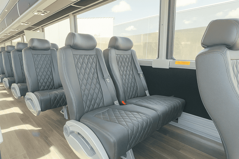 interior of Cincinnati Coach Bus Service charter bus