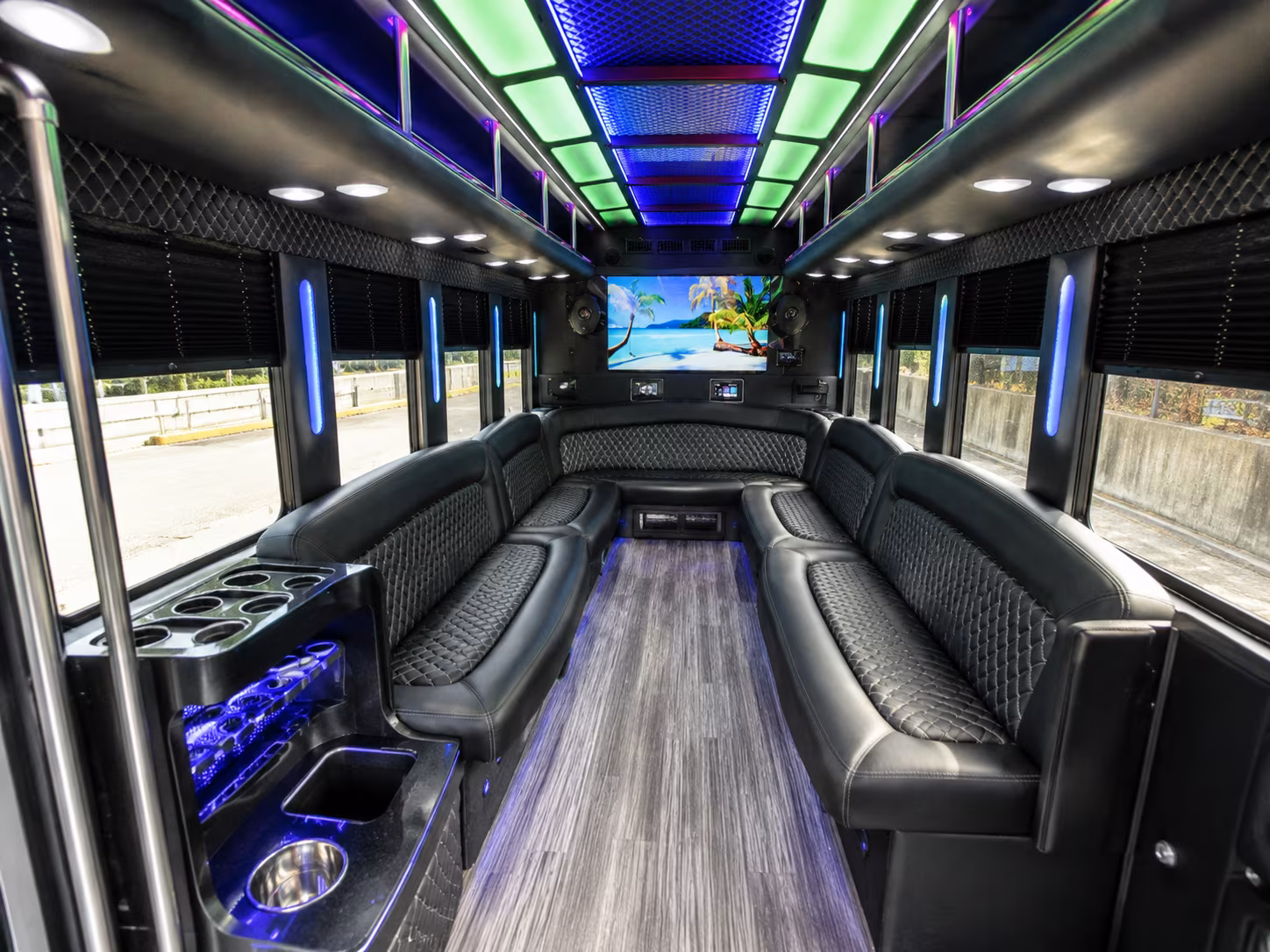 cincinnati 18 passenger party bus inside